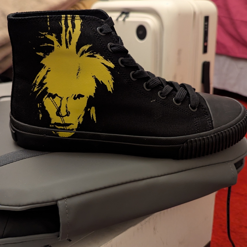 Black and Yellow High-Top Sneakers